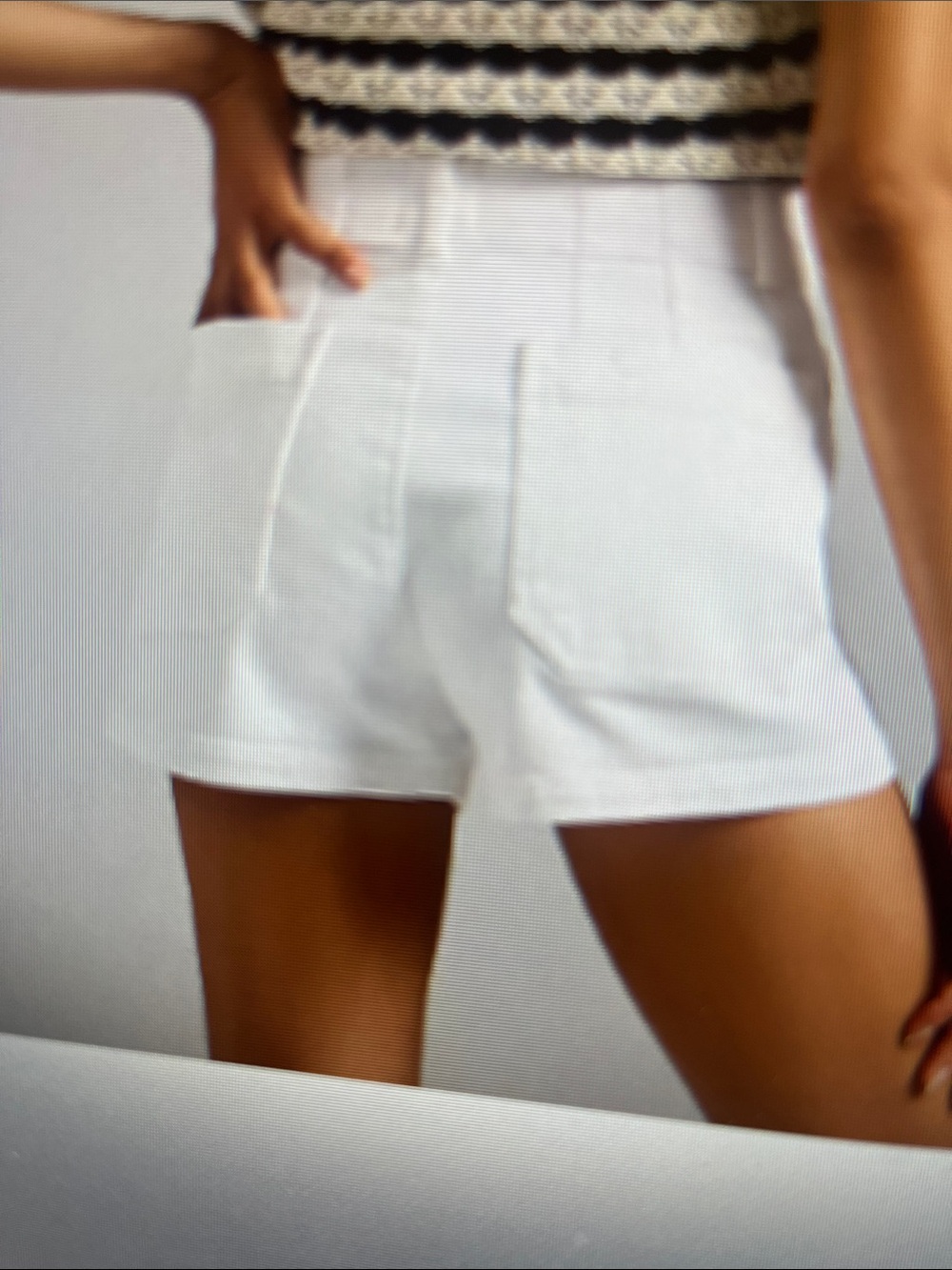 Maeve White High-Waist Tailored Shorts